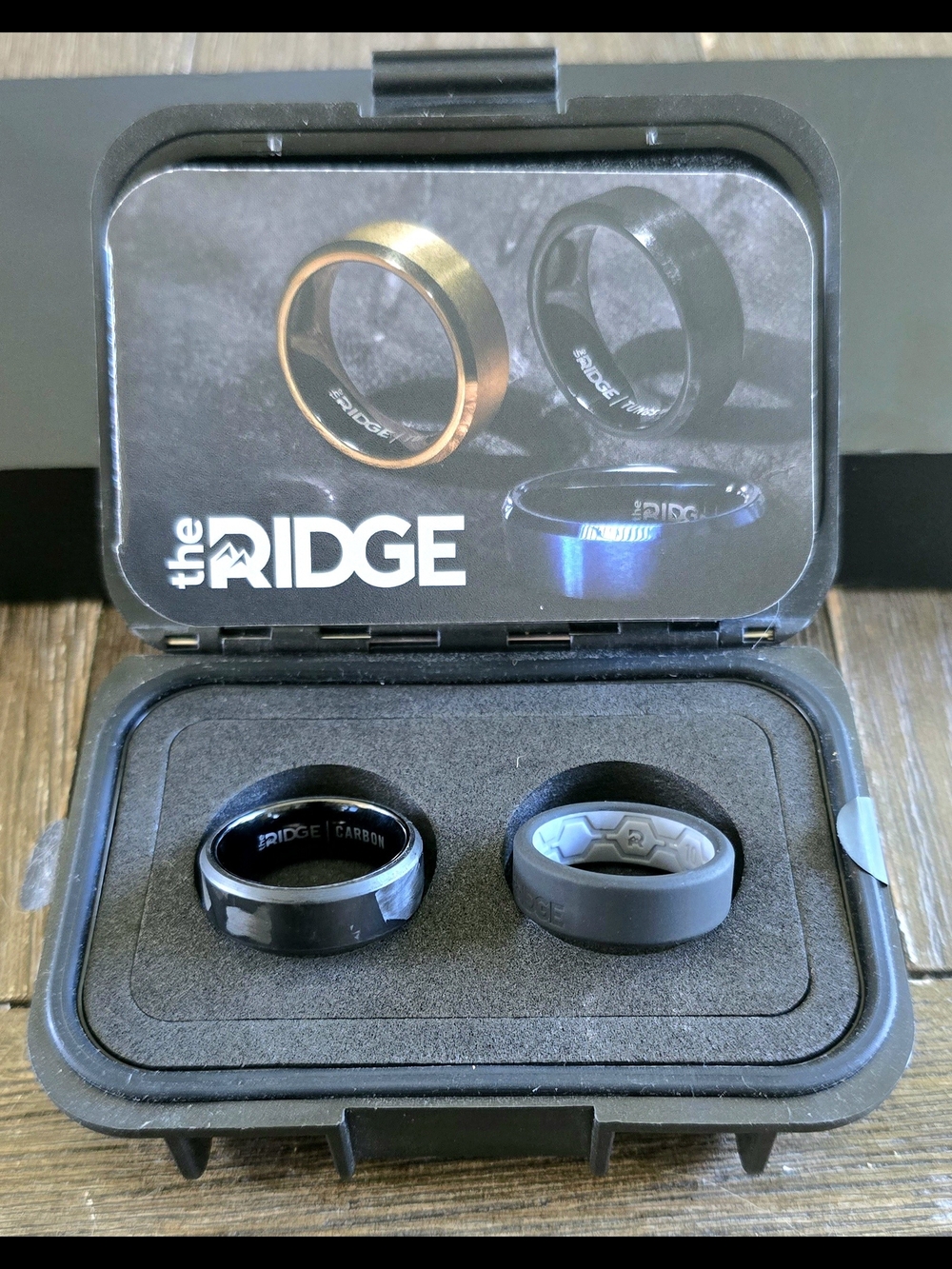 The Ridge Carbon Fiber & Silicone Ring Set - Black - Brand New!